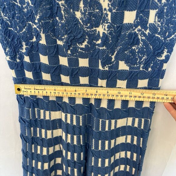 Anthropologie Troubadour Gingham Garden Dress Small‎ Blue White Soft Knit A-Line - Picture 8 of 13